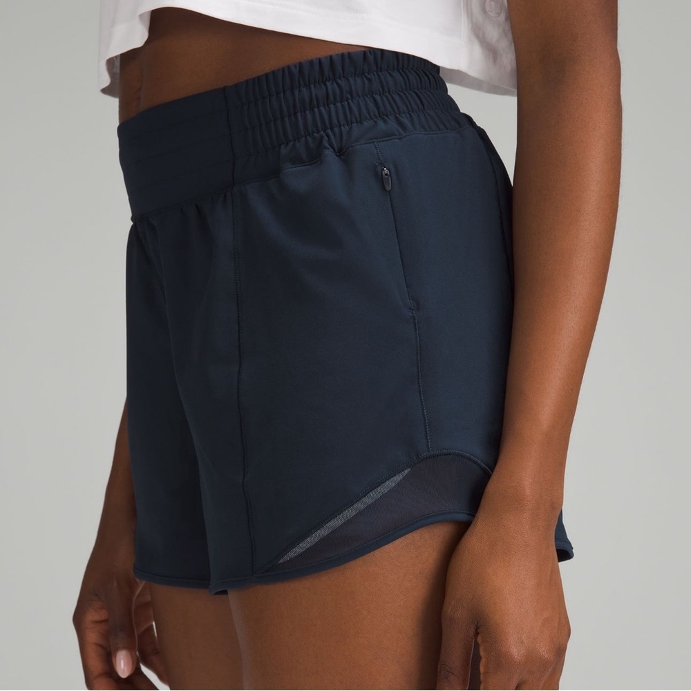 Navy Lululemon High Rise Hotty Hot Shorts